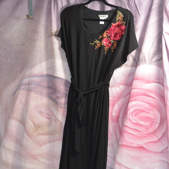 Coldwater Creek Embroidered Little Black Dress SZ 16 - Picture 2 of 4